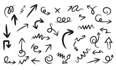 Hand drawn arrow collection isolated on for design element