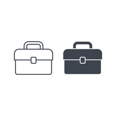 Business briefcase icon set for office work and professional documents