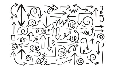 Hand drawn arrow collection isolated on for design element