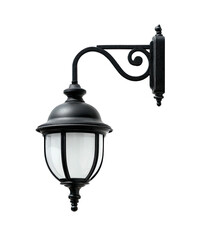 Elegant black outdoor wall lantern against a dark background