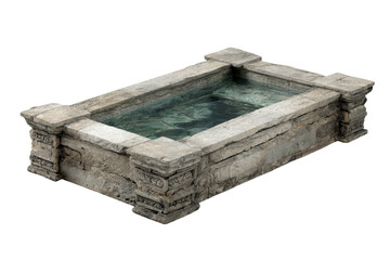 Stone pool with carved edges, filled with rippling water