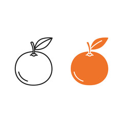 Orange fruit line and solid icon isolated on vector design