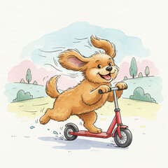 Obraz premium Whimsical Watercolor Funny Dogs Collection