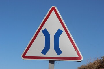 Triangular Narrow Road Sign