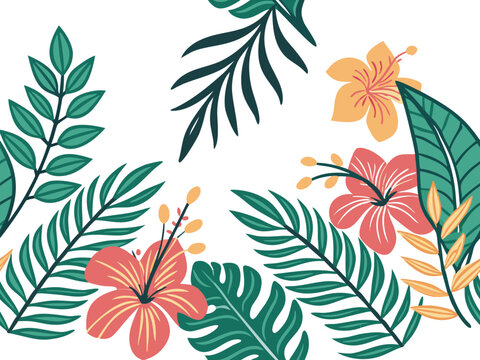 Minimalist Line Art Botanical Border Vector