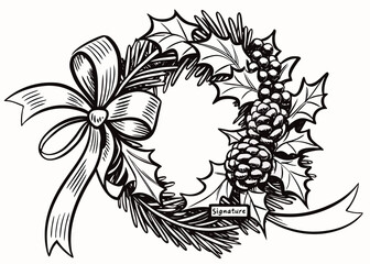 Vintage botanical engraving of a Christmas