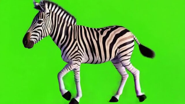 Zebra standing in front of a green screen background in a studio setting for compositing work zebra green screen video