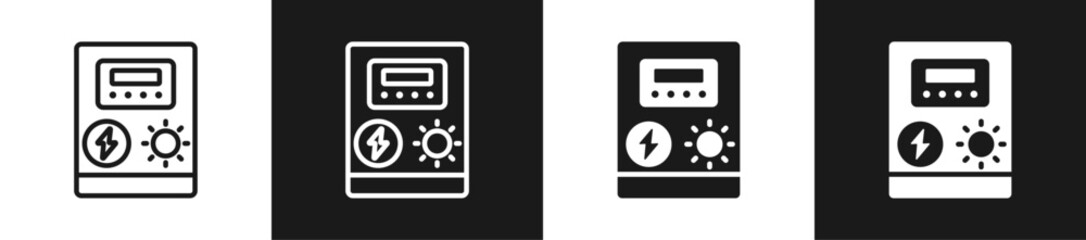Solar Inverter Graphic Icon Line And Glyph In White And Black Background © Zero_wing