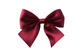 Maroon satin bow, centered, against a black background