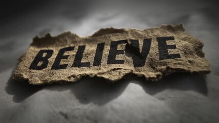 Rough torn piece of paper with the word RELEASE printed in bold black letters