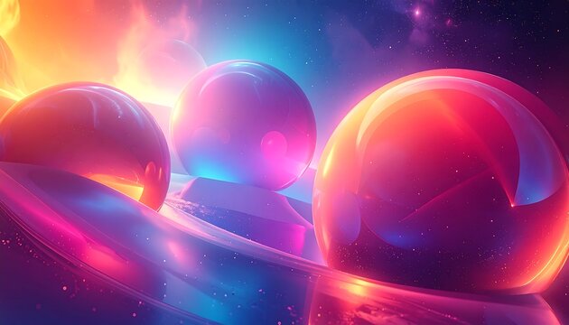 Surreal Spheres in a Cosmic Dreamscape of Vibrant Colors.