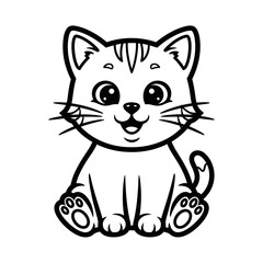 Cute cartoon cat sitting with a happy expression and big eyes.