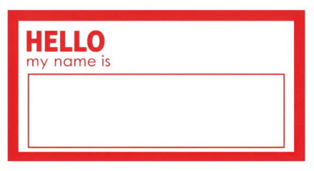 Hello, my name is tag badge Red color