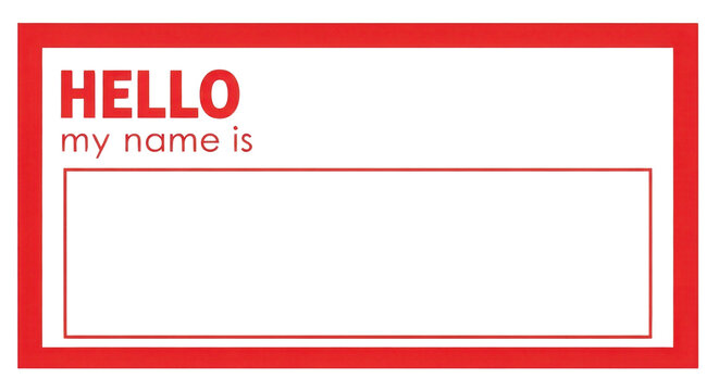 Blank Red Hello My Name Is Name Tag Sticker Template