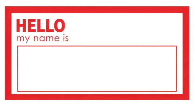 Hello, my name is tag badge Red color - Powered by Adobe
