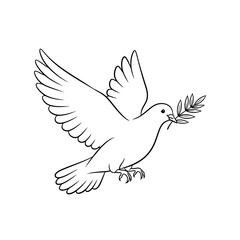 Obraz premium Dove of peace with olive branch isolated on, a symbol of hope and serenity, embodying peace and harmony in a minimalist design