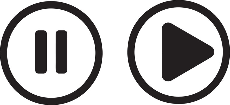 Pause and Play Icon Vector. Minimalist Media Control Button Illustration.