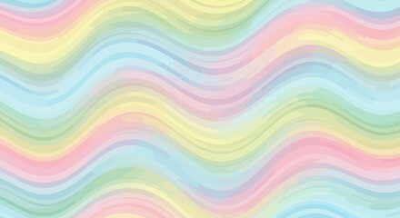 Abstract pastel rainbow wavy lines creating a soothing visual pattern