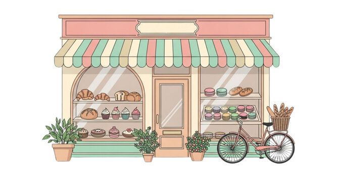 Cake shop and  bicycle 