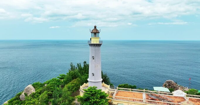 Lighthouse at sea landscape in the Phu Yen, Vietnam. Beautiful over lighthouse. The most visited tourist location in the Vietnam