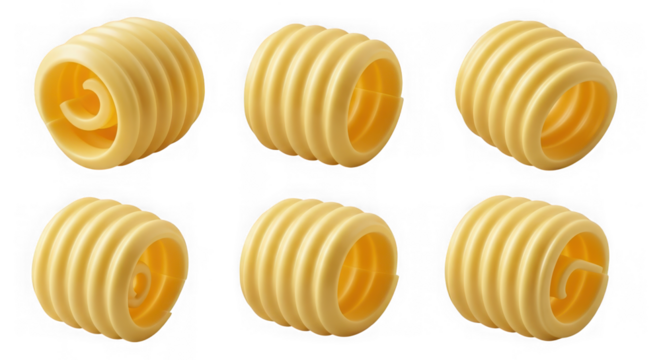 Butter curl or butter rosette isolated on transparent background for food preparation