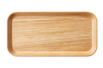Light wood, shallow, rectangular tray, curved corners and edges