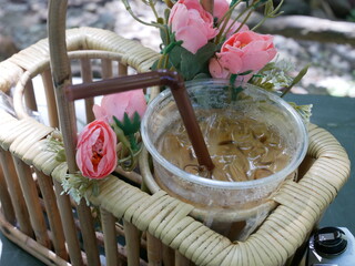 Coffee in a glass, ready to drink