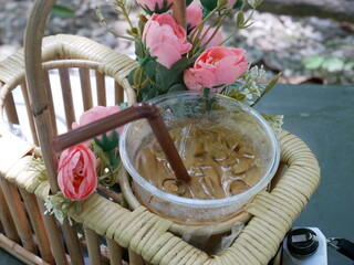 Coffee in a glass, ready to drink