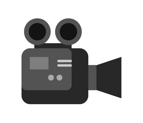 Classic film camera icon with two reels on top a lens on the right and a small screen on the side.