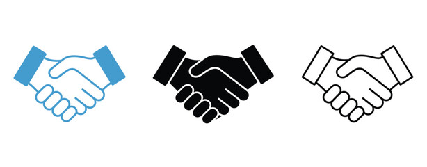 Handshake icon illustration representing friendly deal, partnership agreement, and business cooperation, ideal for corporate graphics, professional presentations, branding materials, and vector design