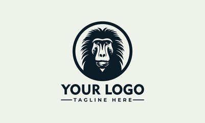 Baboon head mascot emblem in a circular frame vector. logo. illustration