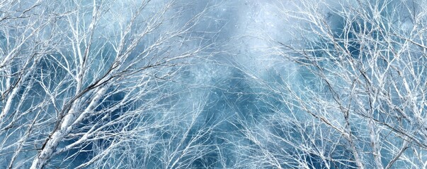 Hyper realistic photo showing white dust scratches concept. Captured beauty of frosty branches in a serene winter landscape.