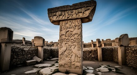 Ancient Megalithic Stone Carvings at Archaeological Site