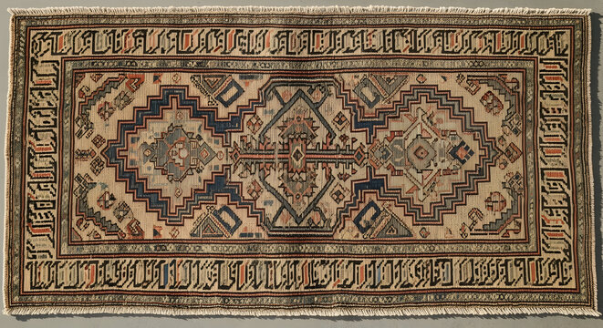 Historic 13th century Seljuk Anatolian carpet with red background showcasing intricate geometric ori 37593263 1