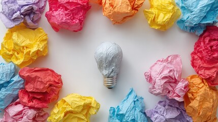 Creative idea amidst discarded concepts.