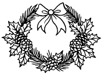 Vintage botanical engraving of a Christmas