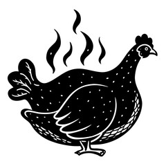 Illustration of a hot chicken with steam isolated on