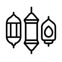 Three decorative hanging lanterns isolated on
