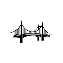 Elegant Suspension Bridge Silhouette Design.