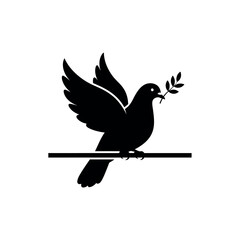 Silhouette of a Dove with an Olive Branch.