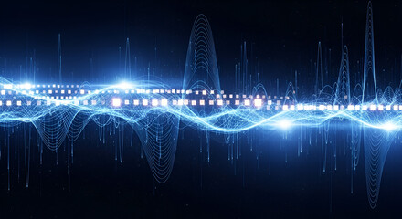 Abstract visualization of data stream, showing sound wave and futuristic element