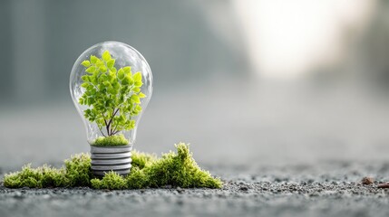 Small plant growing inside a clear lightbulb.