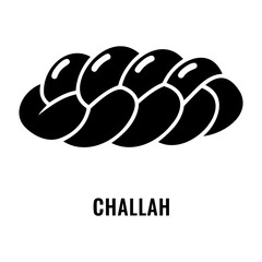 Bakery Icon Vector Illustration of a braided challah bread loaf in black and white, a traditional jewish sabbath bread design element
