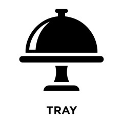 Bakery Icon Vector Illustration of a covered serving dish or tray with a dome lid and pedestal base in solid black color