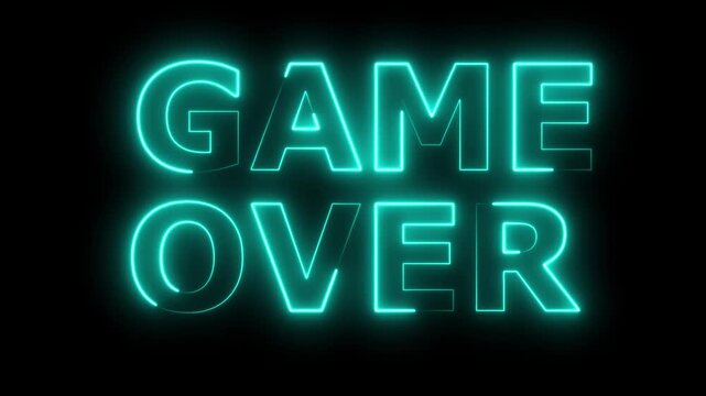 GAME OVER animation with glitch effect isolated on black background. GAME OVER text with RGB distortion effect. High quality 4