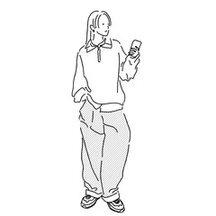 Minimal monochrome fashion illustration of woman in casual trendy style