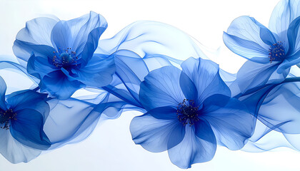 Elegant flowing abstract shapes in shades of blue, forming a graceful and harmonious composition