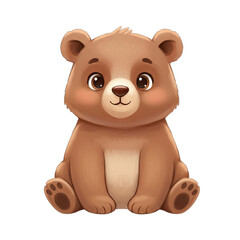 Fototapeta premium Joyful cartoon bear illustration isolated on a transparent background dynamic pose cute animal character digital art
