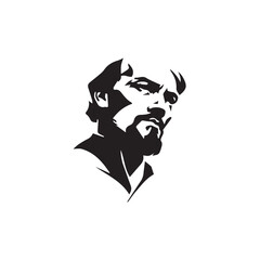 Black Vector Illustration of a Handsome Man in Clean Minimal Line Art Style on White Background