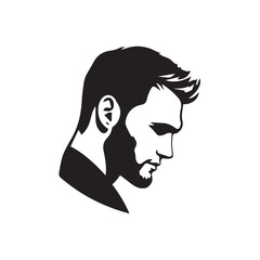 Black Vector Illustration of a Handsome Man in Clean Minimal Line Art Style on White Background
